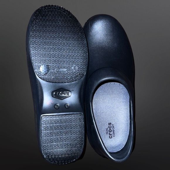 NWOB CROCS Unisex Duel Comfort On The Clock Black Work Slip Ons Size W9 - Picture 6 of 6